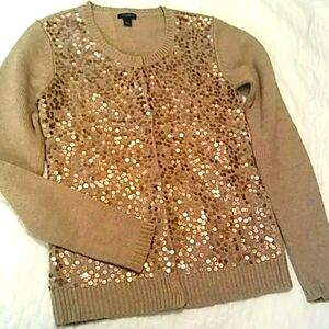 Ann Taylor Cardigan Sweater Tan
